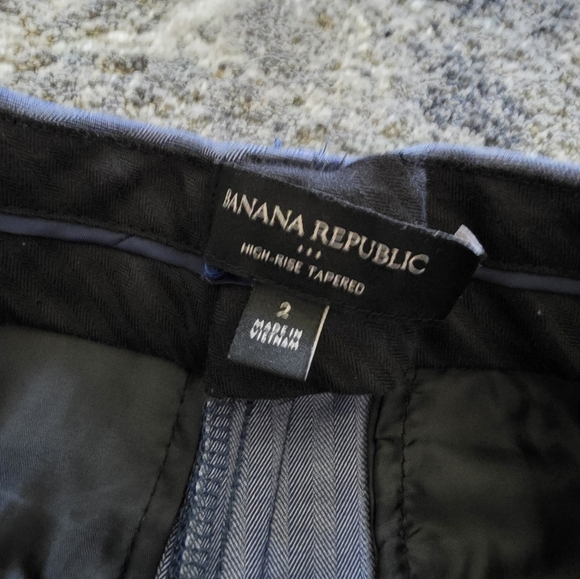 NWT Banana Republic Blue Striped Pants Size 2 Snatched Waist High Waisted - Picture 5 of 6